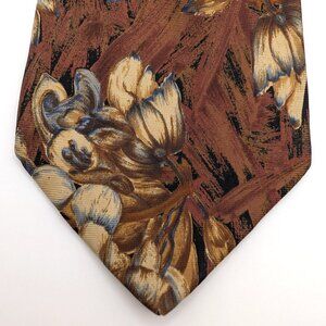 Nic's Toggery Men's Neck Tie Brown Floral Tie Men's Tie 100% Silk Tie Handmade
